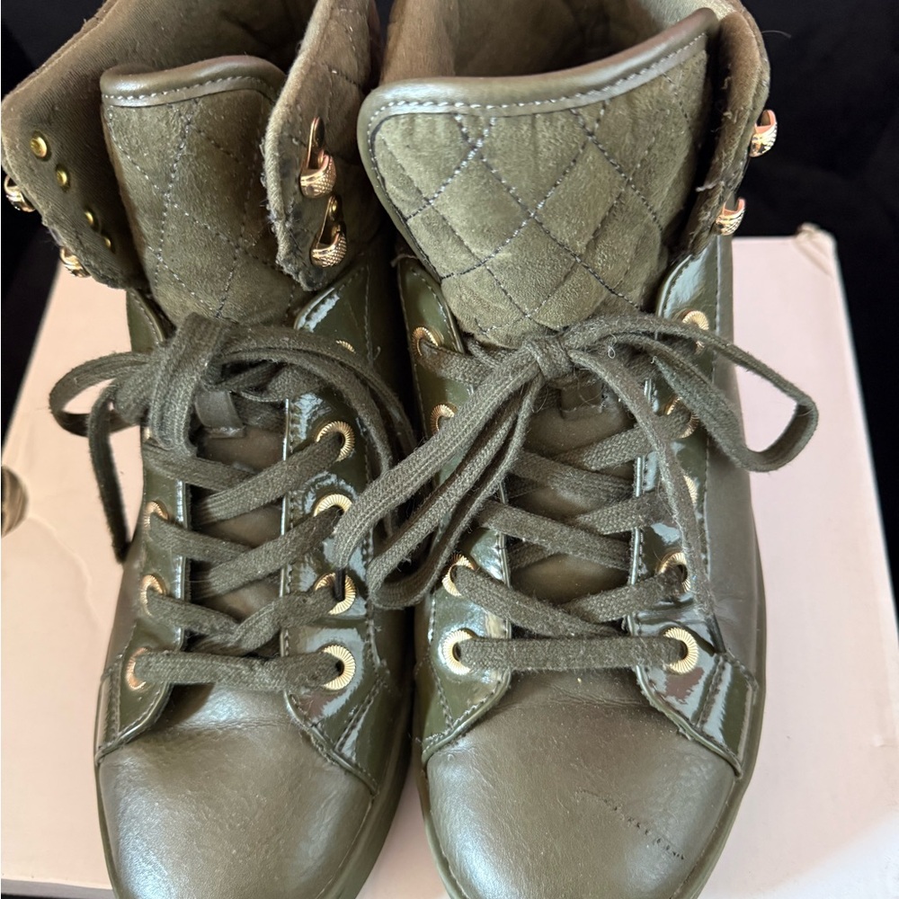 Aldo Olive Quilted Ankle Boots